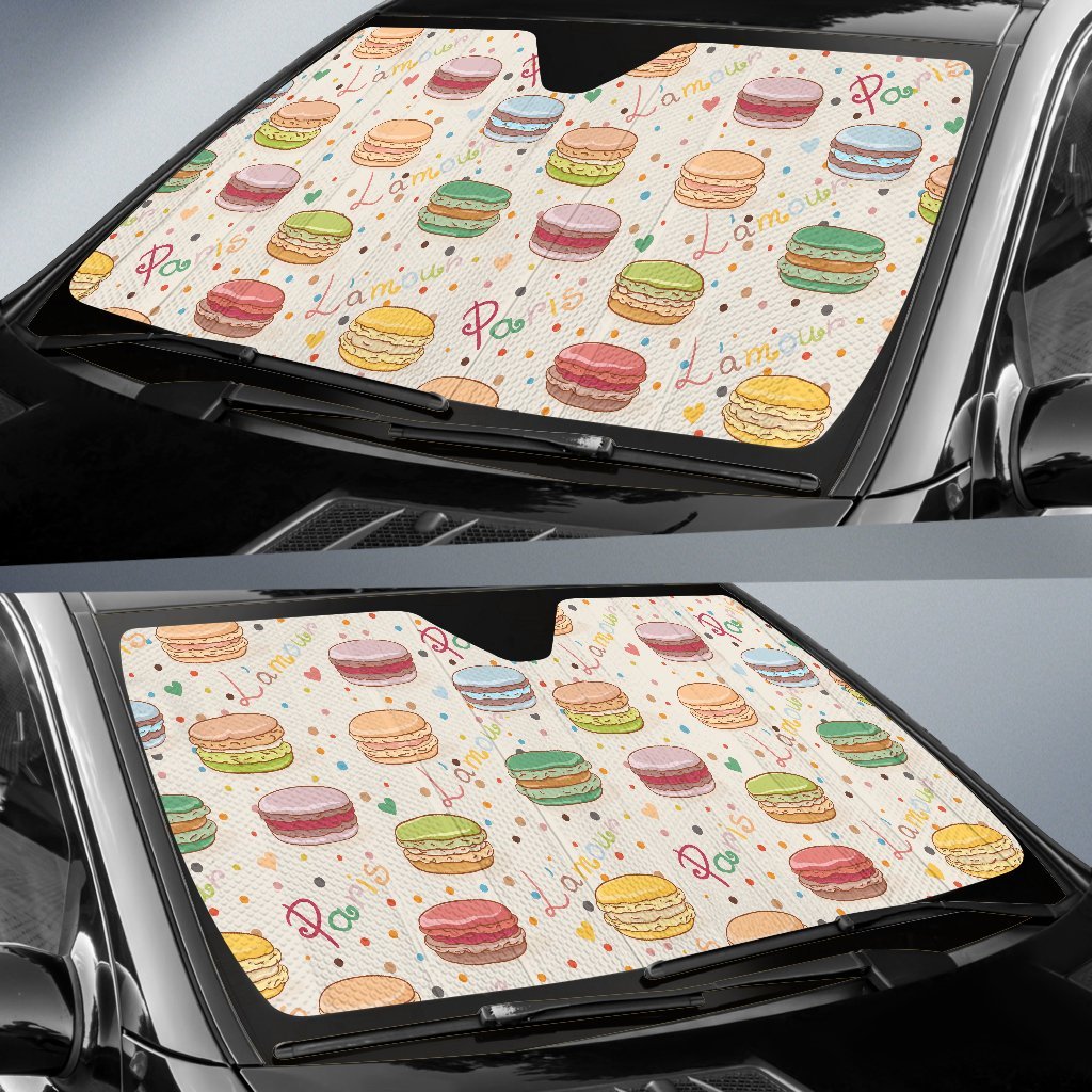 Sweet Macaron Pattern Print Car Sun Shade-grizzshop