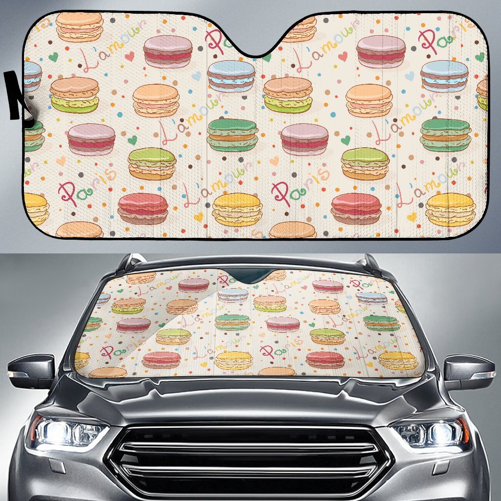 Sweet Macaron Pattern Print Car Sun Shade-grizzshop