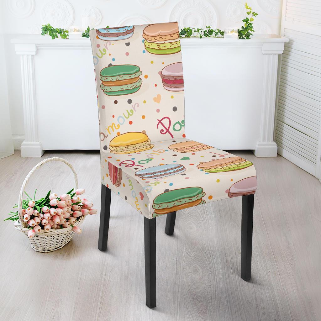 Sweet Macaron Pattern Print Chair Cover-grizzshop