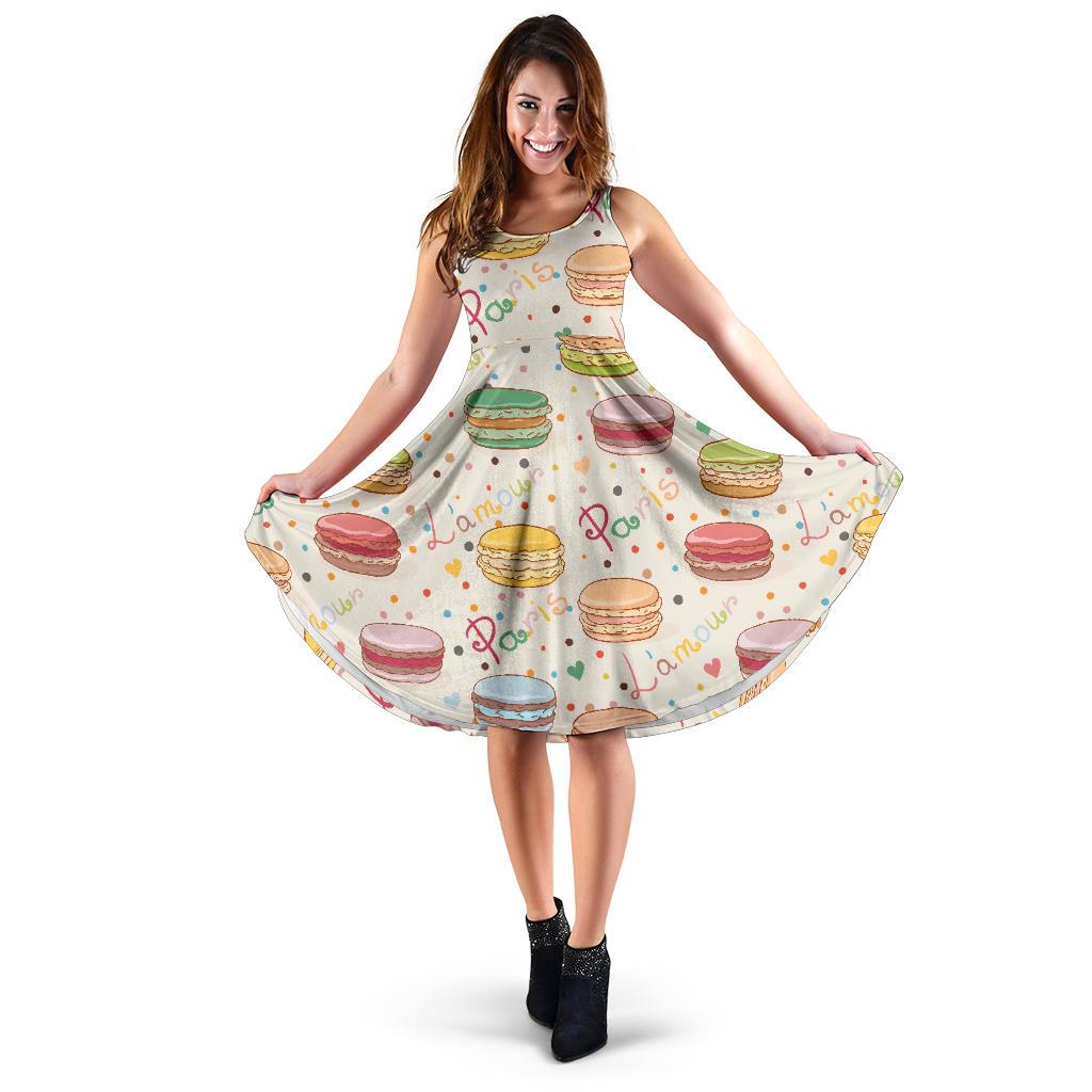 Sweet Macaron Pattern Print Dress-grizzshop