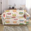 Sweet Macaron Pattern Print Loveseat Cover-grizzshop