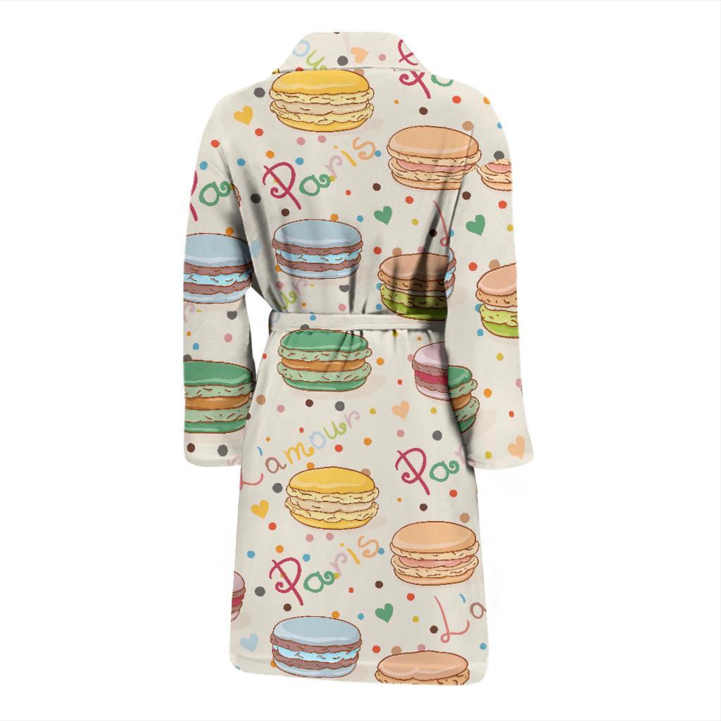 Sweet Macaron Pattern Print Men Long Robe-grizzshop