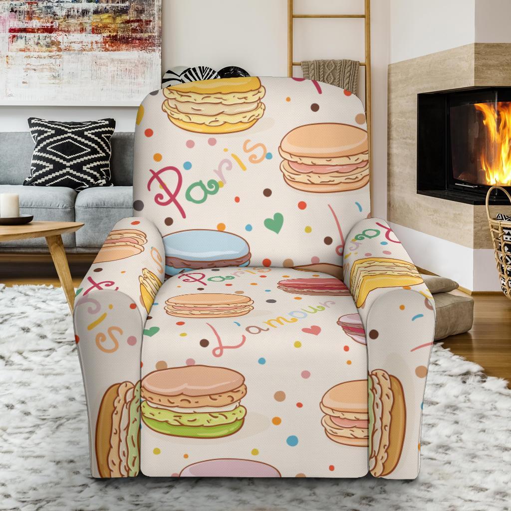 Sweet Macaron Pattern Print Recliner Cover-grizzshop