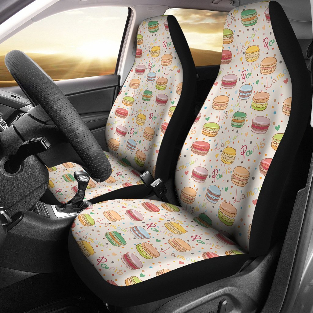Sweet Macaron Pattern Print Universal Fit Car Seat Cover-grizzshop