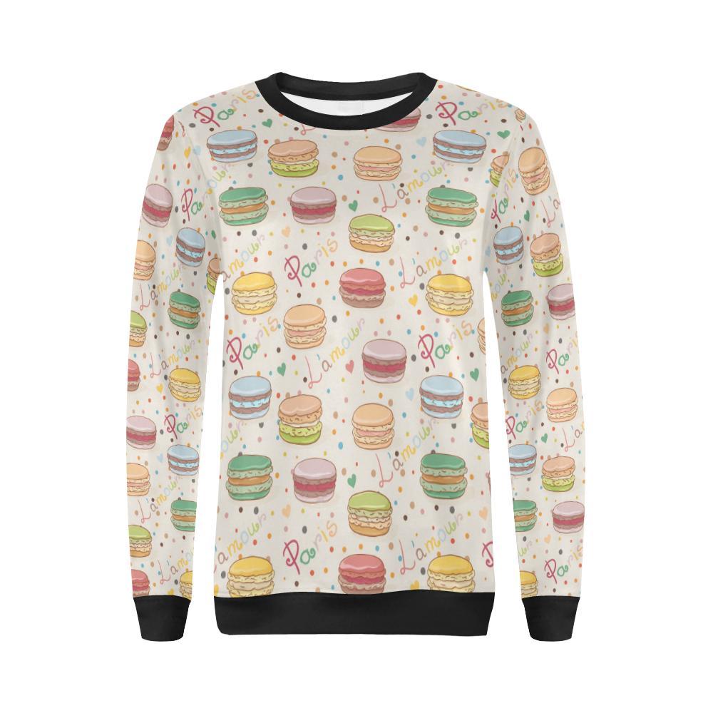 Sweet Macaron Pattern Print Women Crewneck Sweatshirt-grizzshop