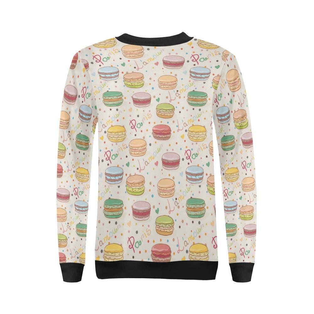 Sweet Macaron Pattern Print Women Crewneck Sweatshirt-grizzshop