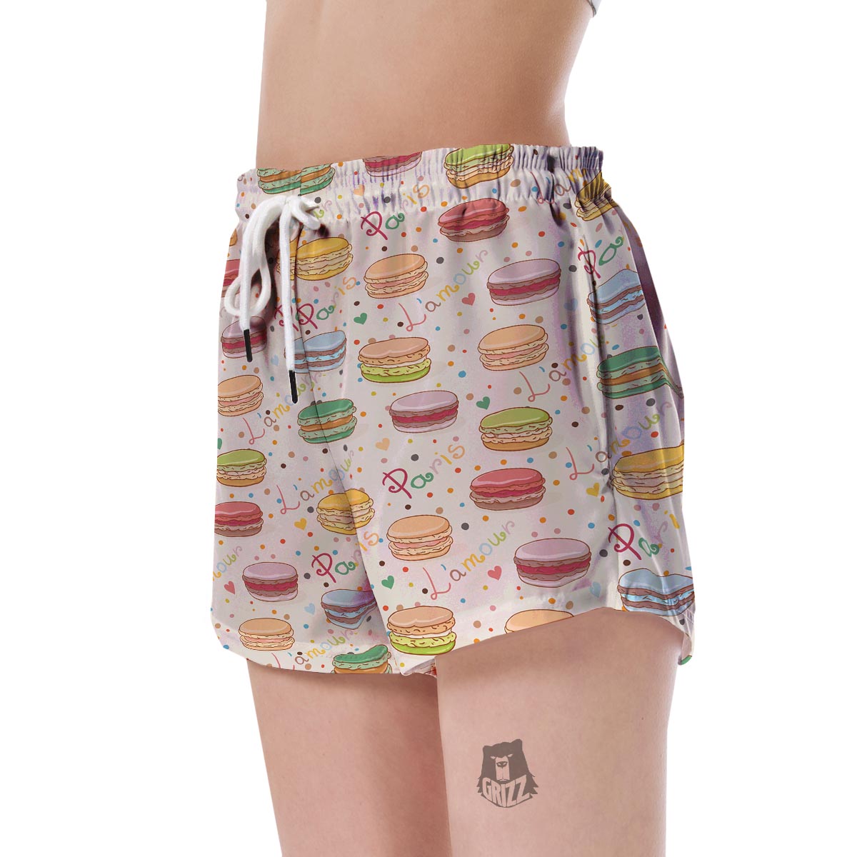 Sweet Macaron Pattern Print Women's Shorts-grizzshop