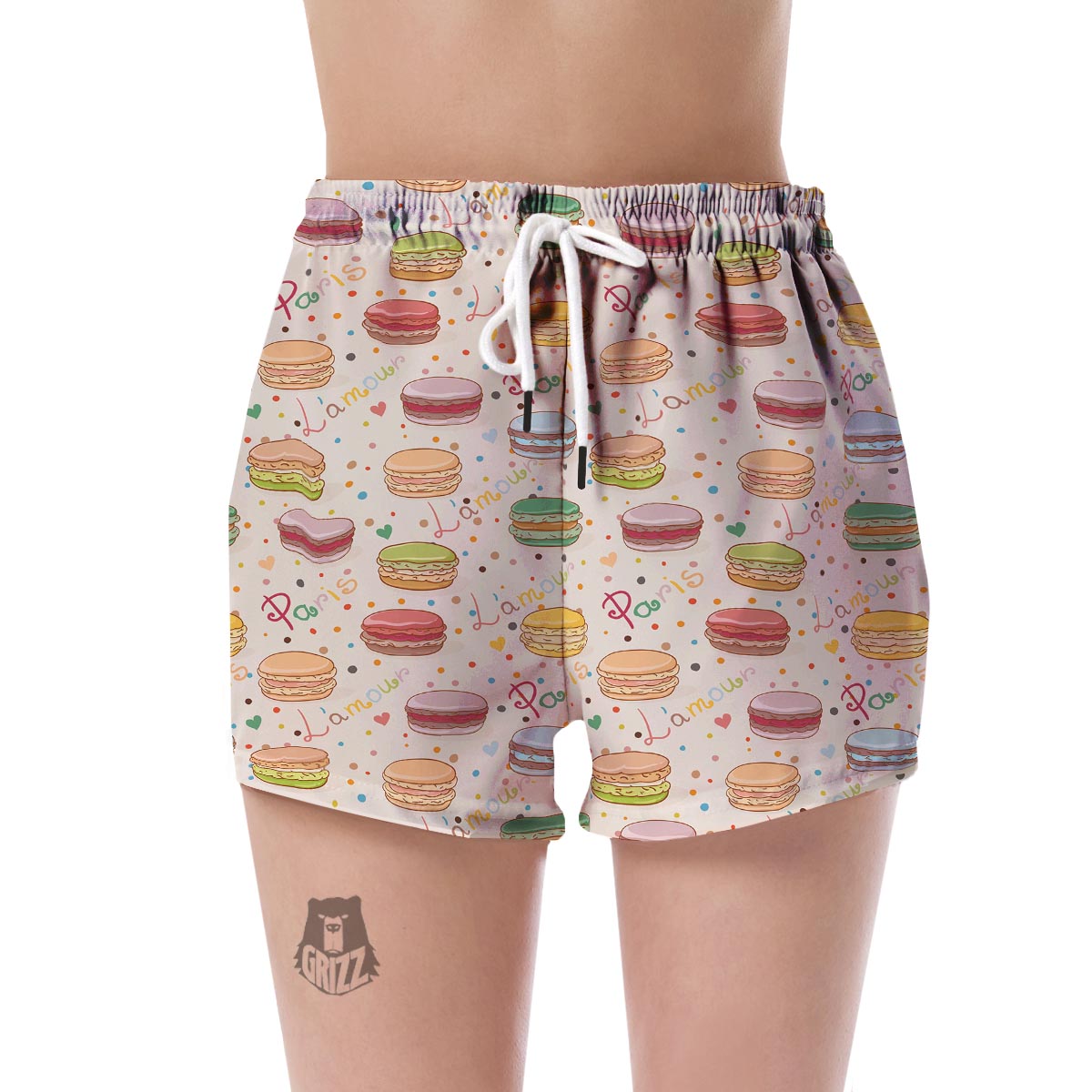 Sweet Macaron Pattern Print Women's Shorts-grizzshop