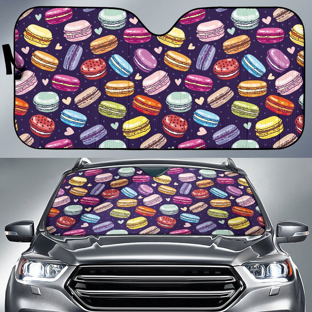 Sweet Macaron Print Pattern Car Sun Shade-grizzshop