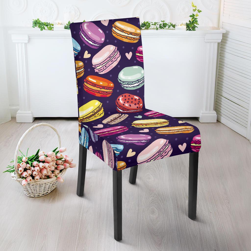 Sweet Macaron Print Pattern Chair Cover-grizzshop