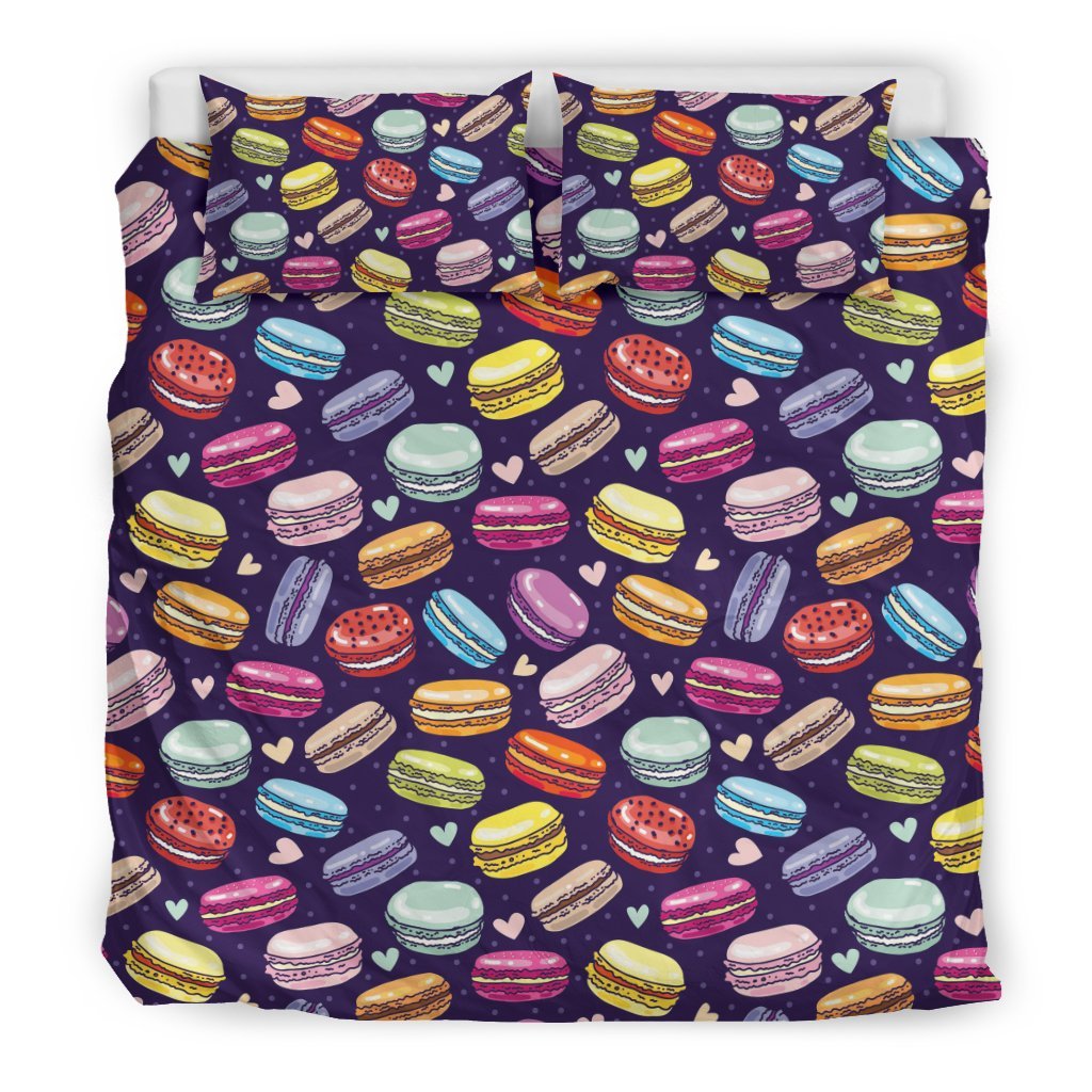 Sweet Macaron Print Pattern Duvet Cover Bedding Set-grizzshop