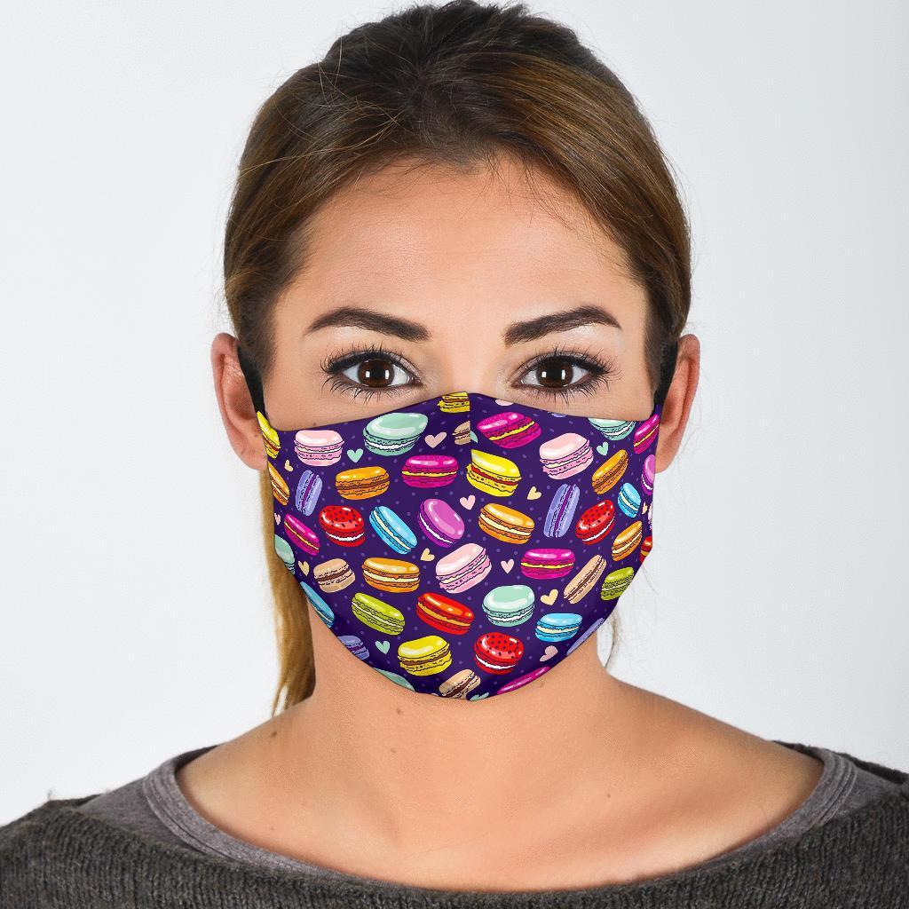 Sweet Macaron Print Pattern Face Mask-grizzshop