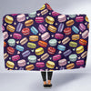 Sweet Macaron Print Pattern Hooded Blanket-grizzshop