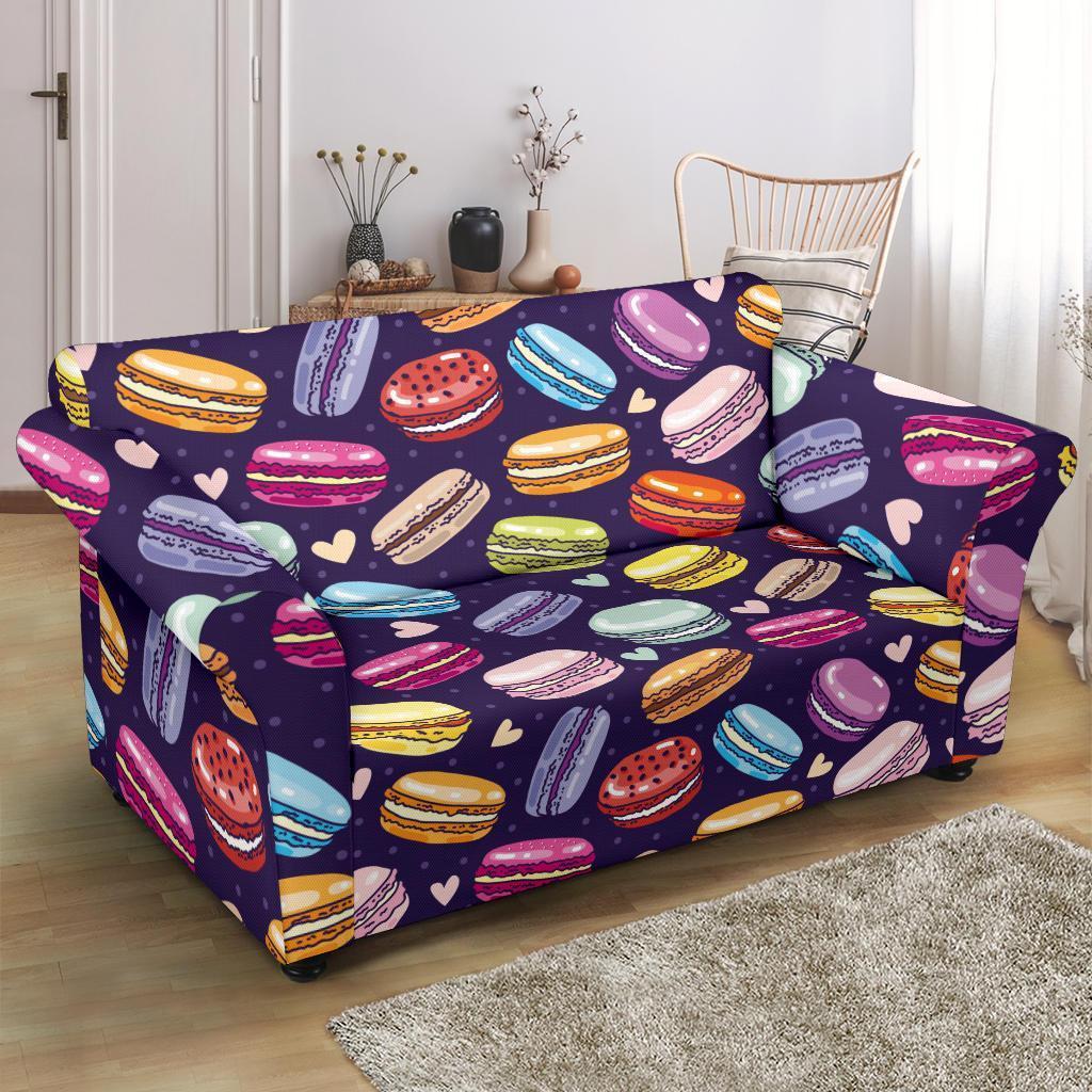 Sweet Macaron Print Pattern Loveseat Cover-grizzshop