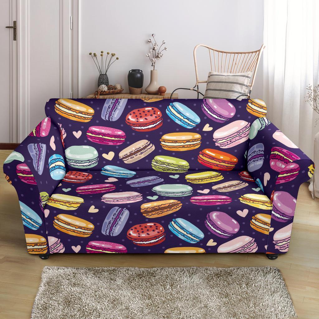 Sweet Macaron Print Pattern Loveseat Cover-grizzshop