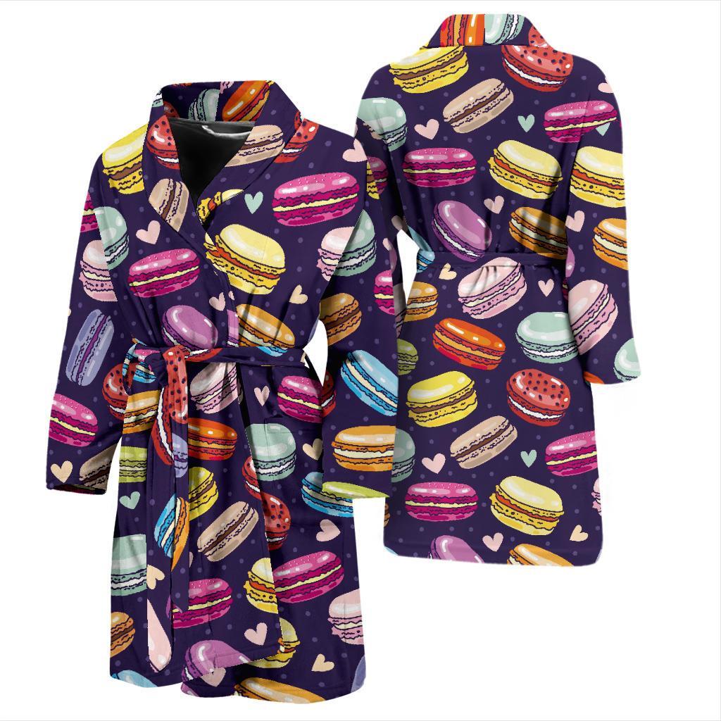 Sweet Macaron Print Pattern Men Long Robe-grizzshop