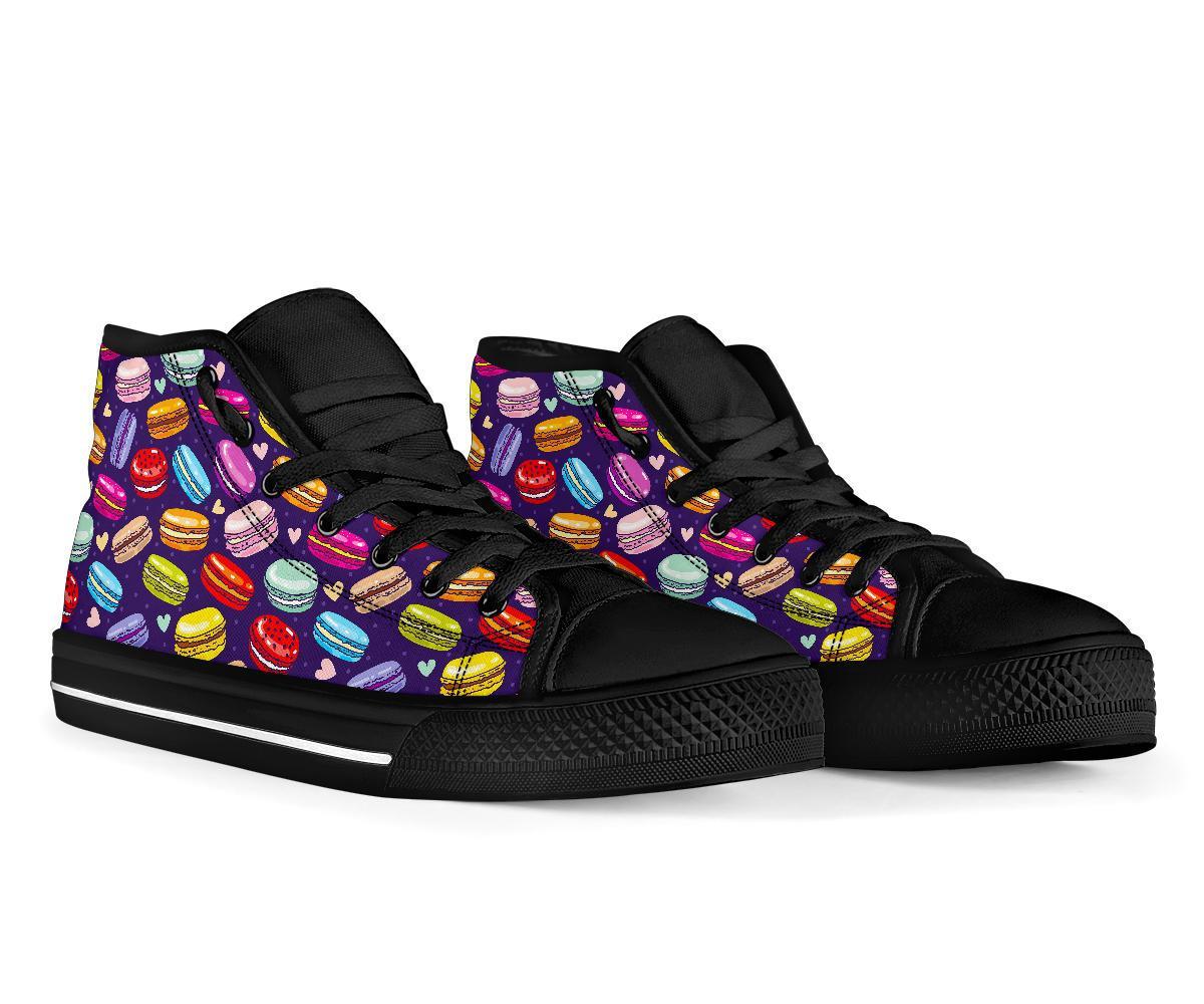 Sweet Macaron Print Pattern Men Women's High Top Shoes-grizzshop