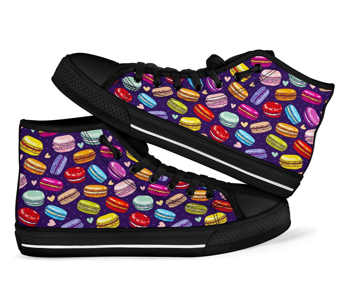 Sweet Macaron Print Pattern Men Women's High Top Shoes-grizzshop
