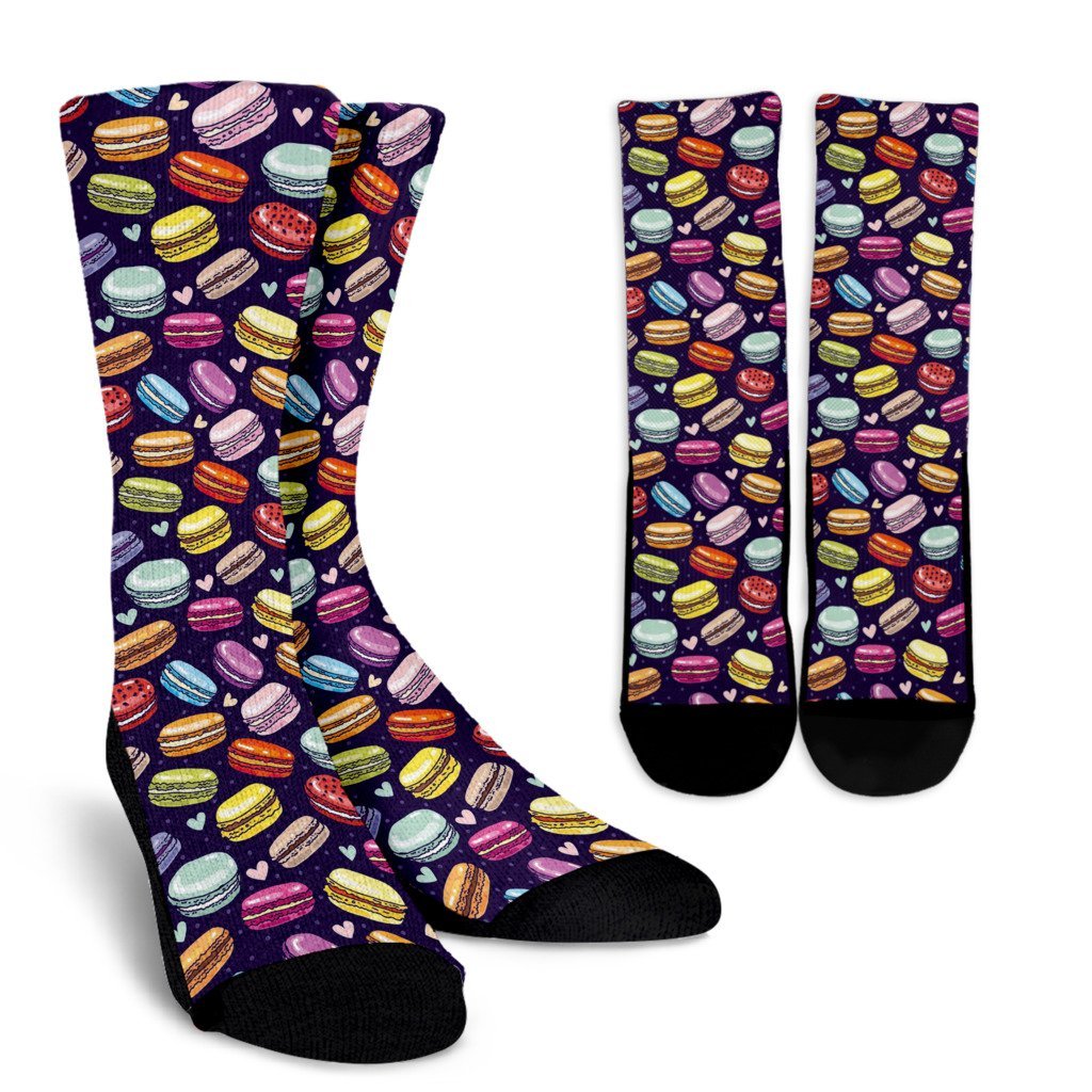 Sweet Macaron Print Pattern Unisex Crew Socks-grizzshop