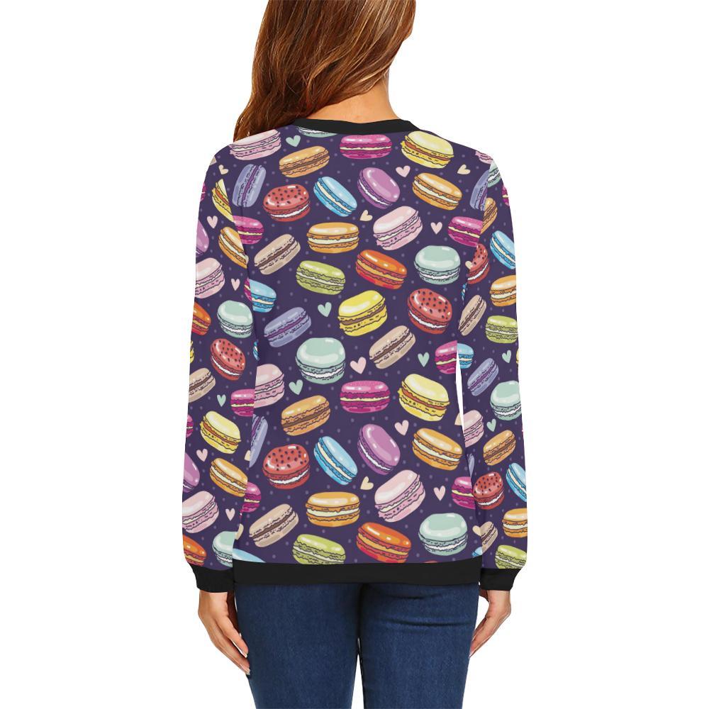 Sweet Macaron Print Pattern Women Crewneck Sweatshirt-grizzshop