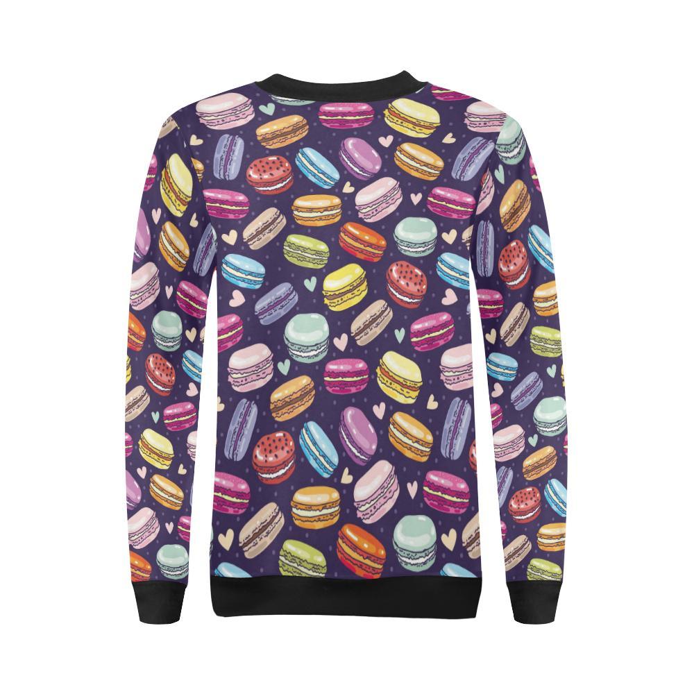 Sweet Macaron Print Pattern Women Crewneck Sweatshirt-grizzshop