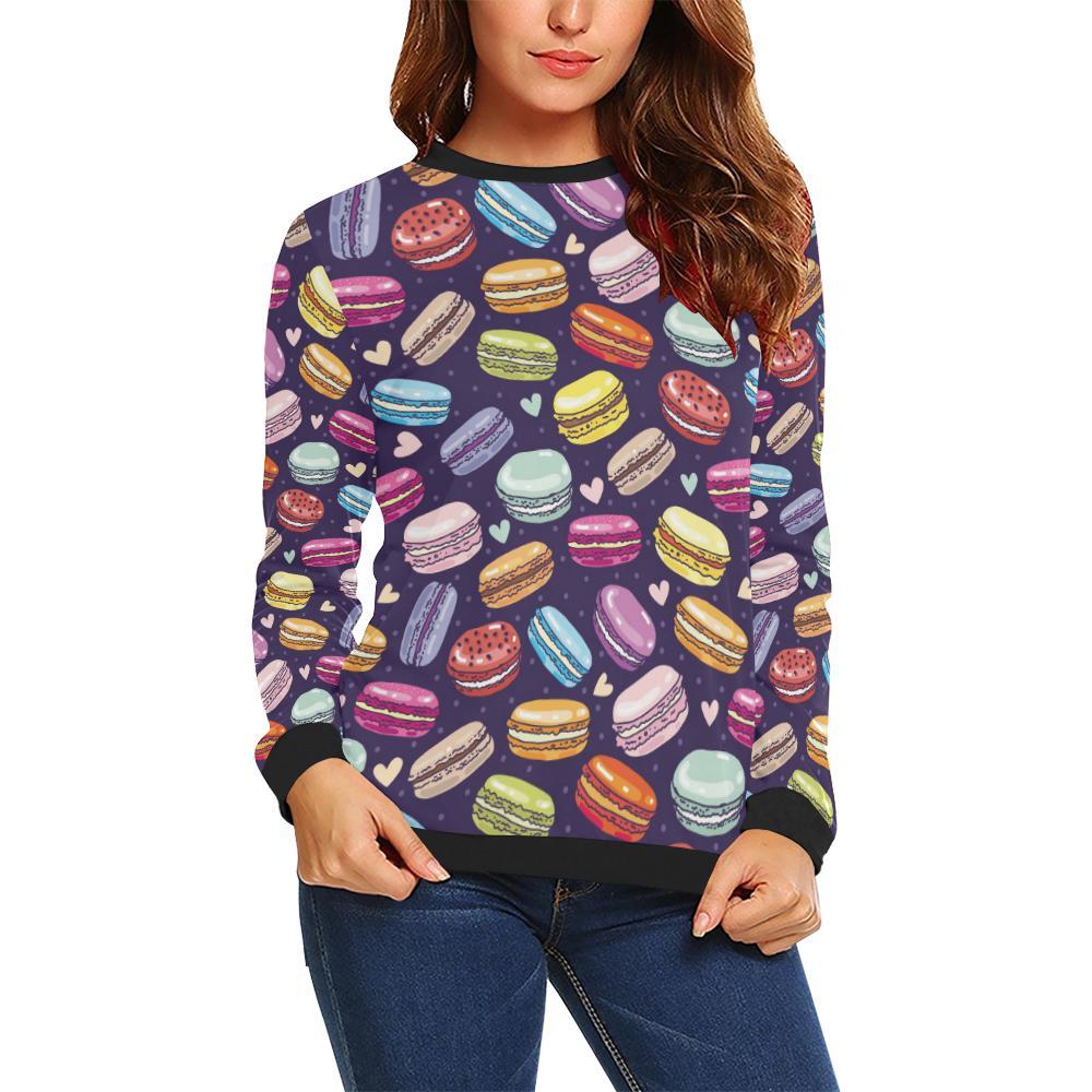 Sweet Macaron Print Pattern Women Crewneck Sweatshirt-grizzshop