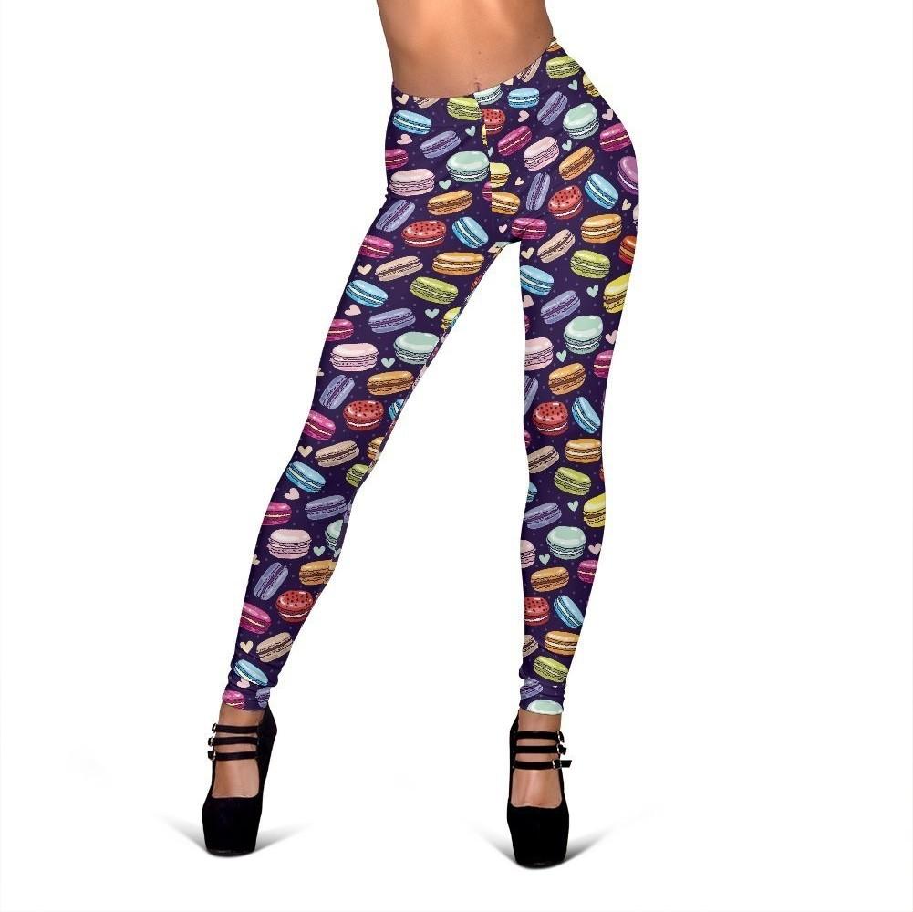 Sweet Macaron Print Pattern Women Leggings-grizzshop