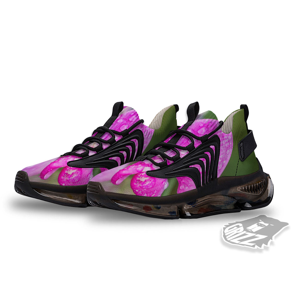 Sweet Pea Purple Print Black Gym Shoes-grizzshop