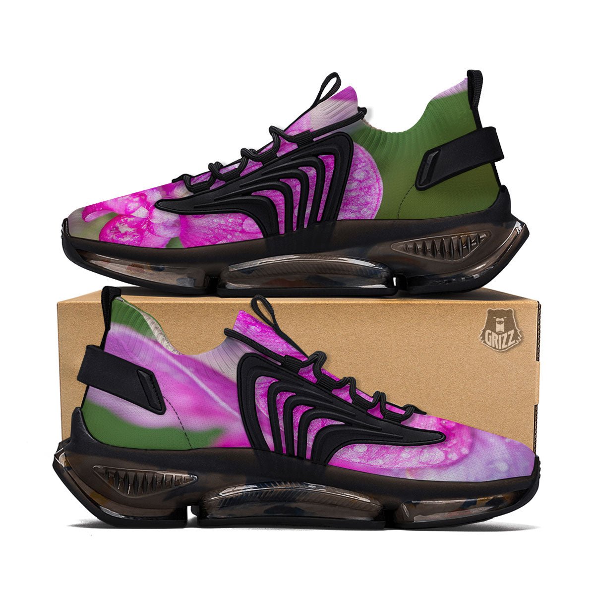 Sweet Pea Purple Print Black Gym Shoes-grizzshop
