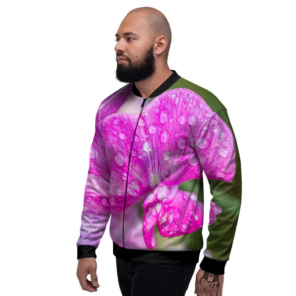 Sweet Pea Purple Print Men's Bomber Jacket-grizzshop