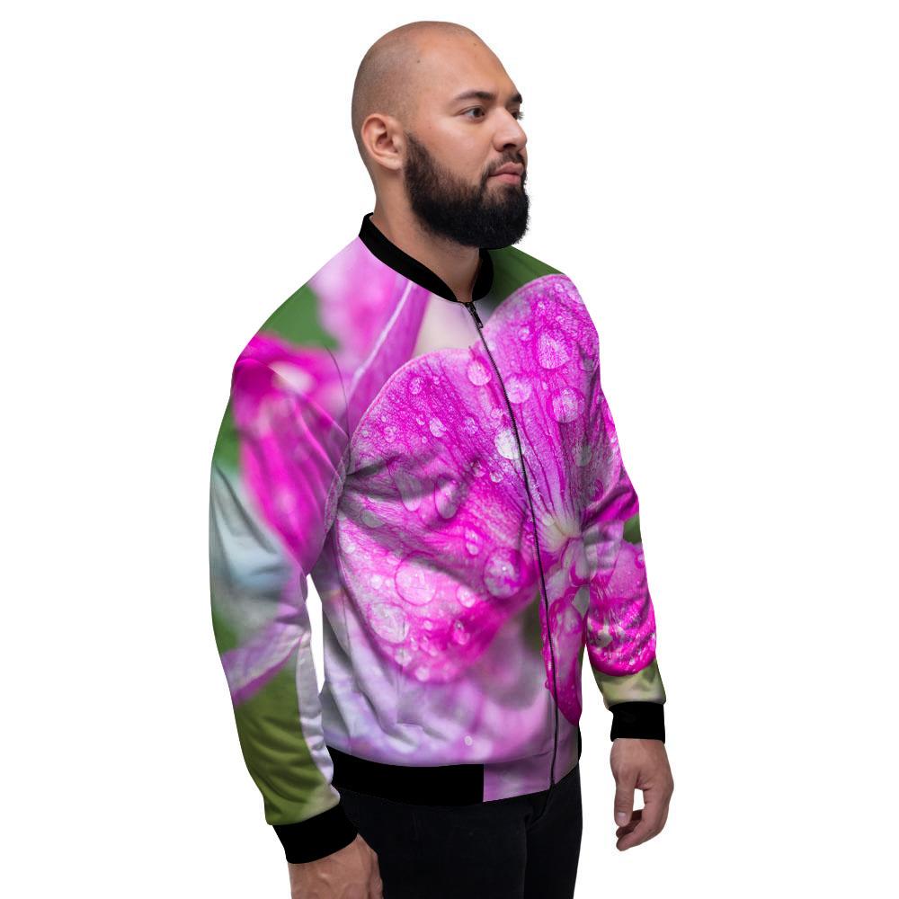 Sweet Pea Purple Print Men's Bomber Jacket-grizzshop
