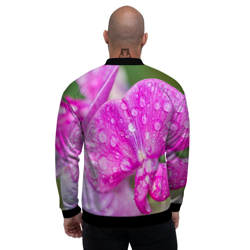 Sweet Pea Purple Print Men's Bomber Jacket-grizzshop