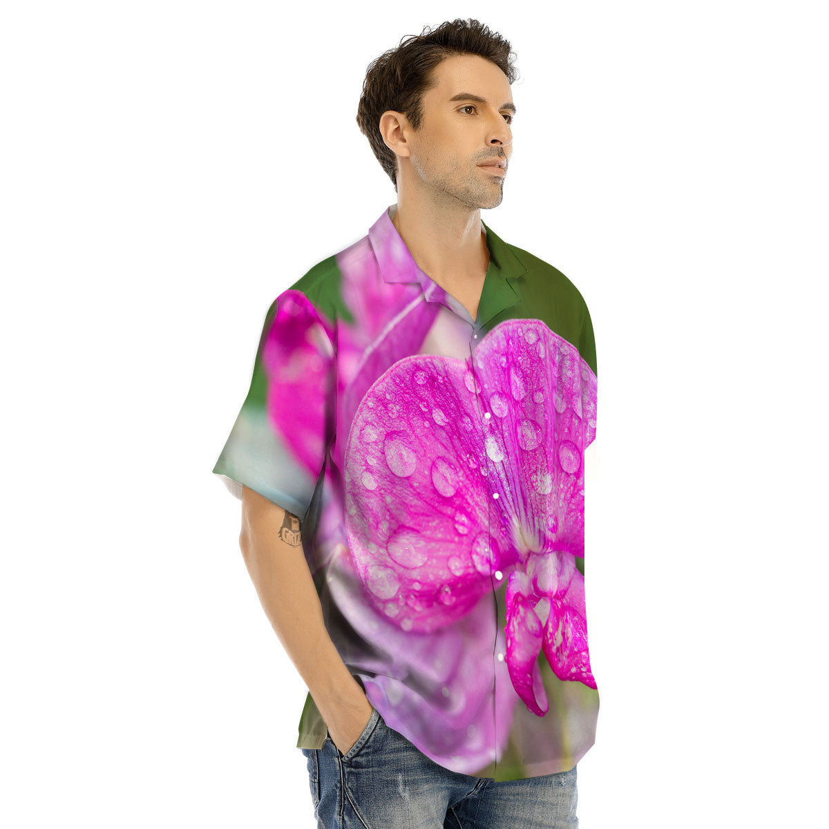 Sweet Pea Purple Print Men's Hawaiian Shirt-grizzshop