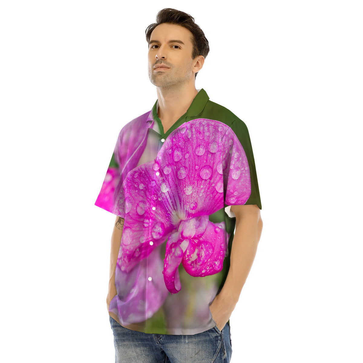 Sweet Pea Purple Print Men's Hawaiian Shirt-grizzshop