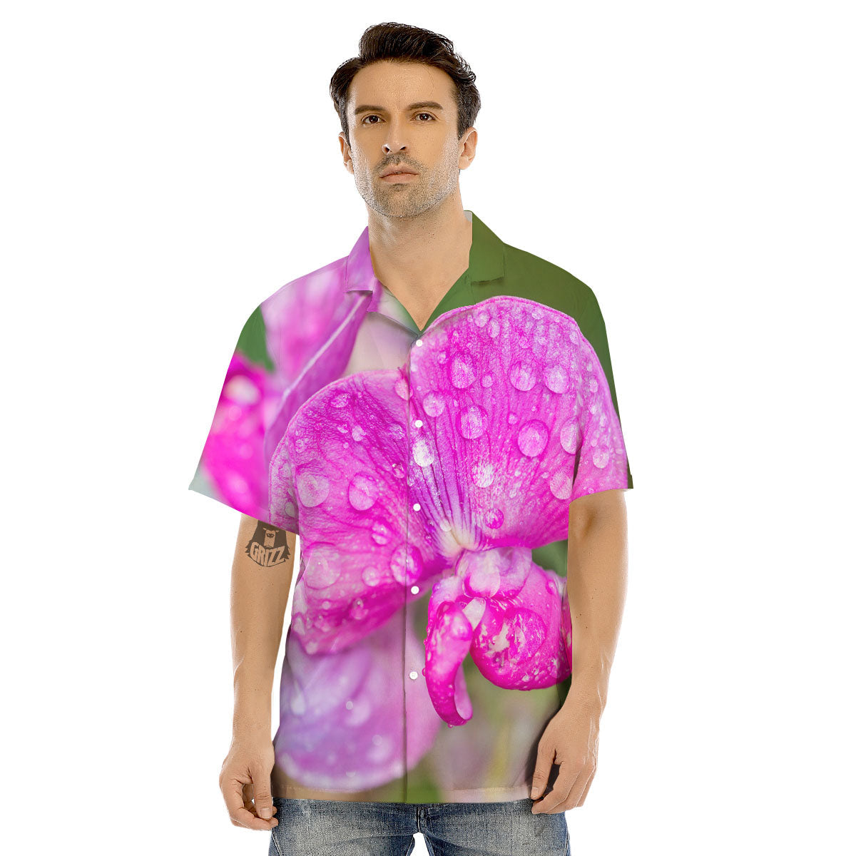 Sweet Pea Purple Print Men's Hawaiian Shirt-grizzshop