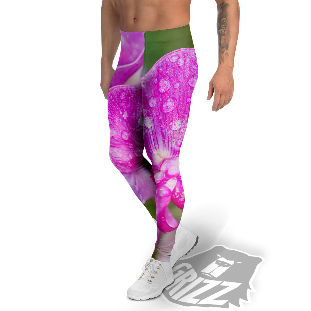 Sweet Pea Purple Print Men's Leggings-grizzshop
