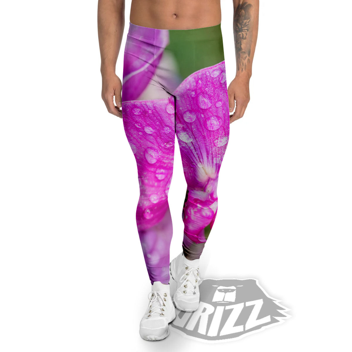 Sweet Pea Purple Print Men's Leggings-grizzshop