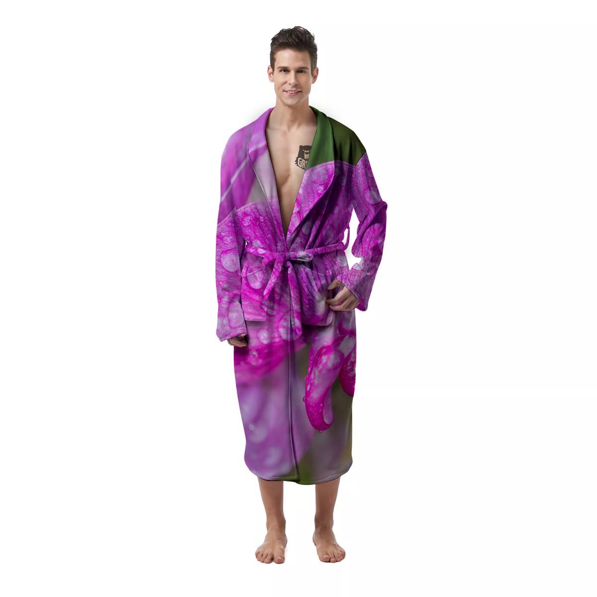 Sweet Pea Purple Print Men's Robe-grizzshop