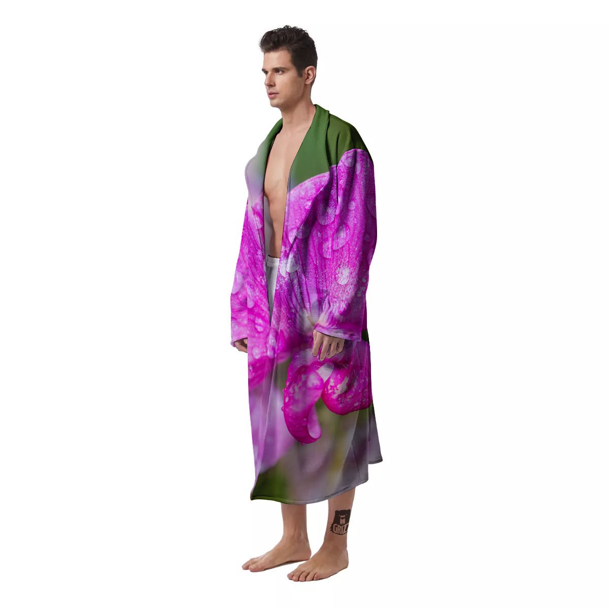Sweet Pea Purple Print Men's Robe-grizzshop