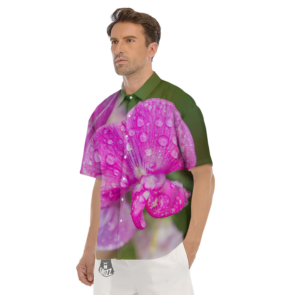 Sweet Pea Purple Print Men's Short Sleeve Shirts-grizzshop