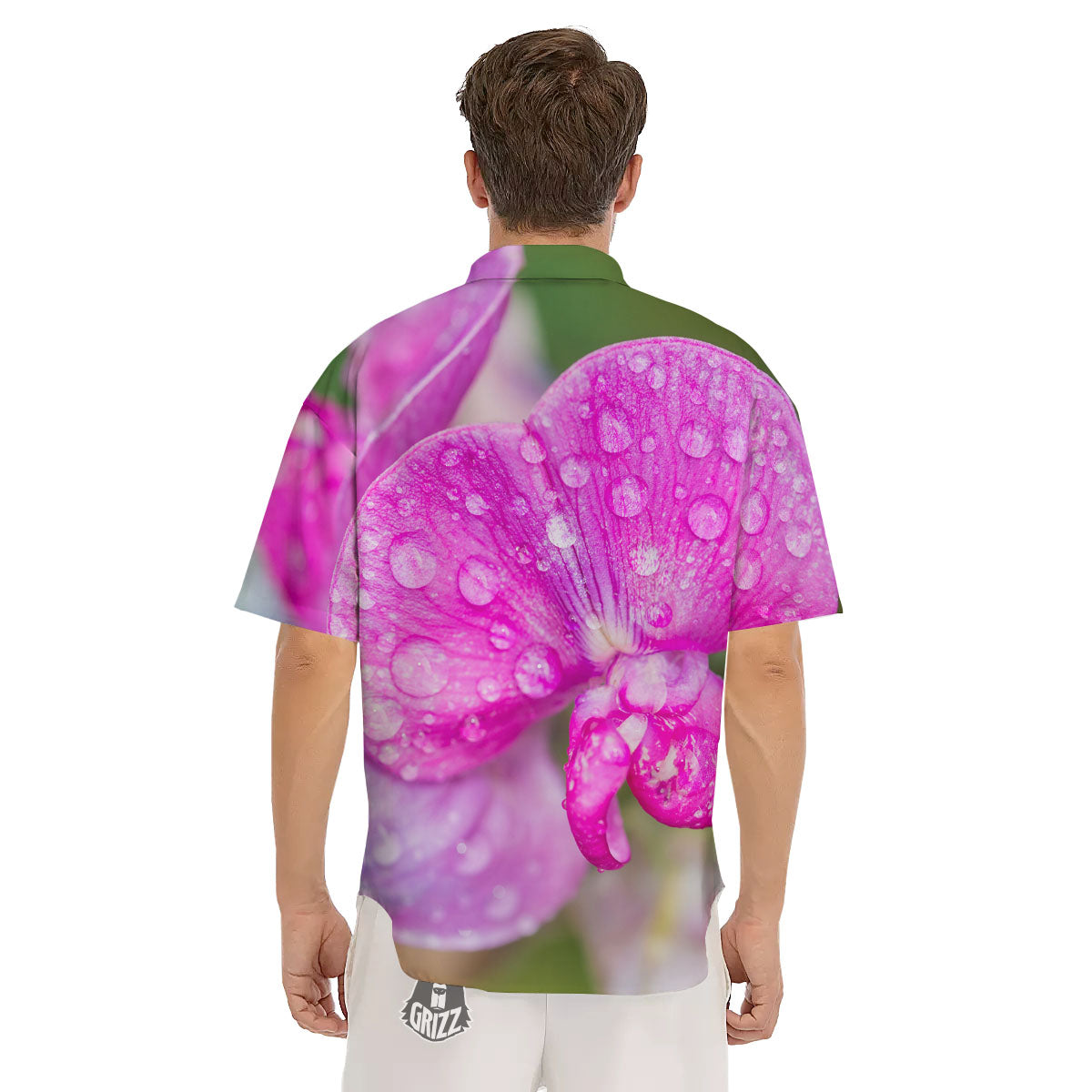 Sweet Pea Purple Print Men's Short Sleeve Shirts-grizzshop