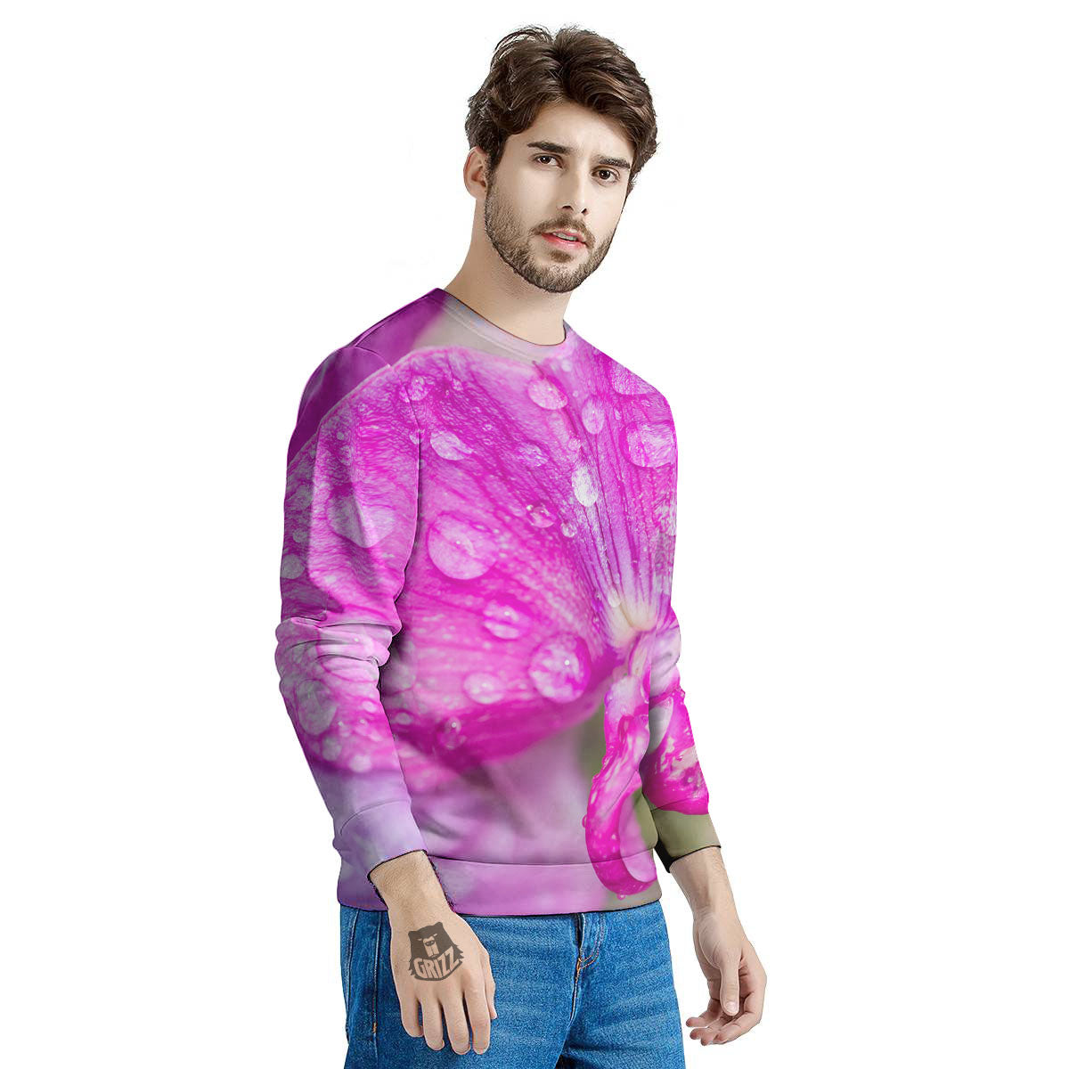 Sweet Pea Purple Print Men's Sweatshirt-grizzshop