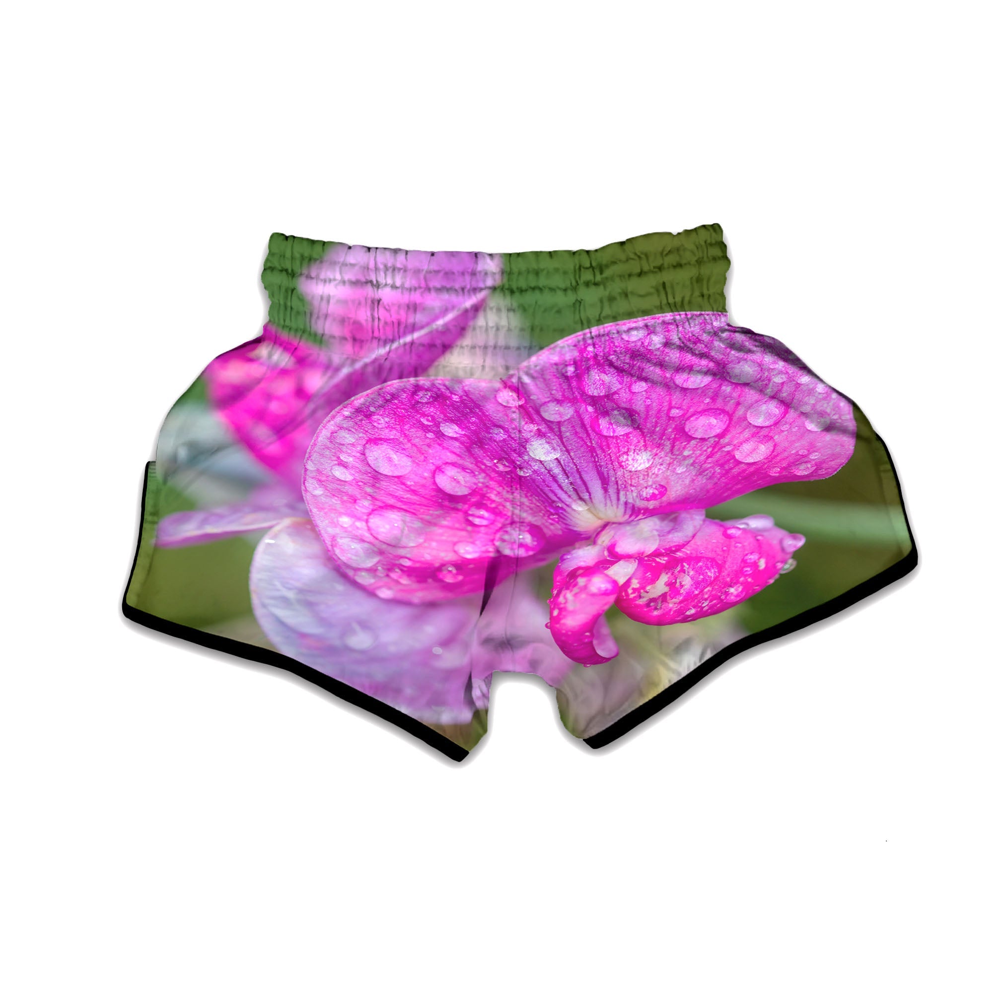 Sweet Pea Purple Print Muay Thai Boxing Shorts-grizzshop