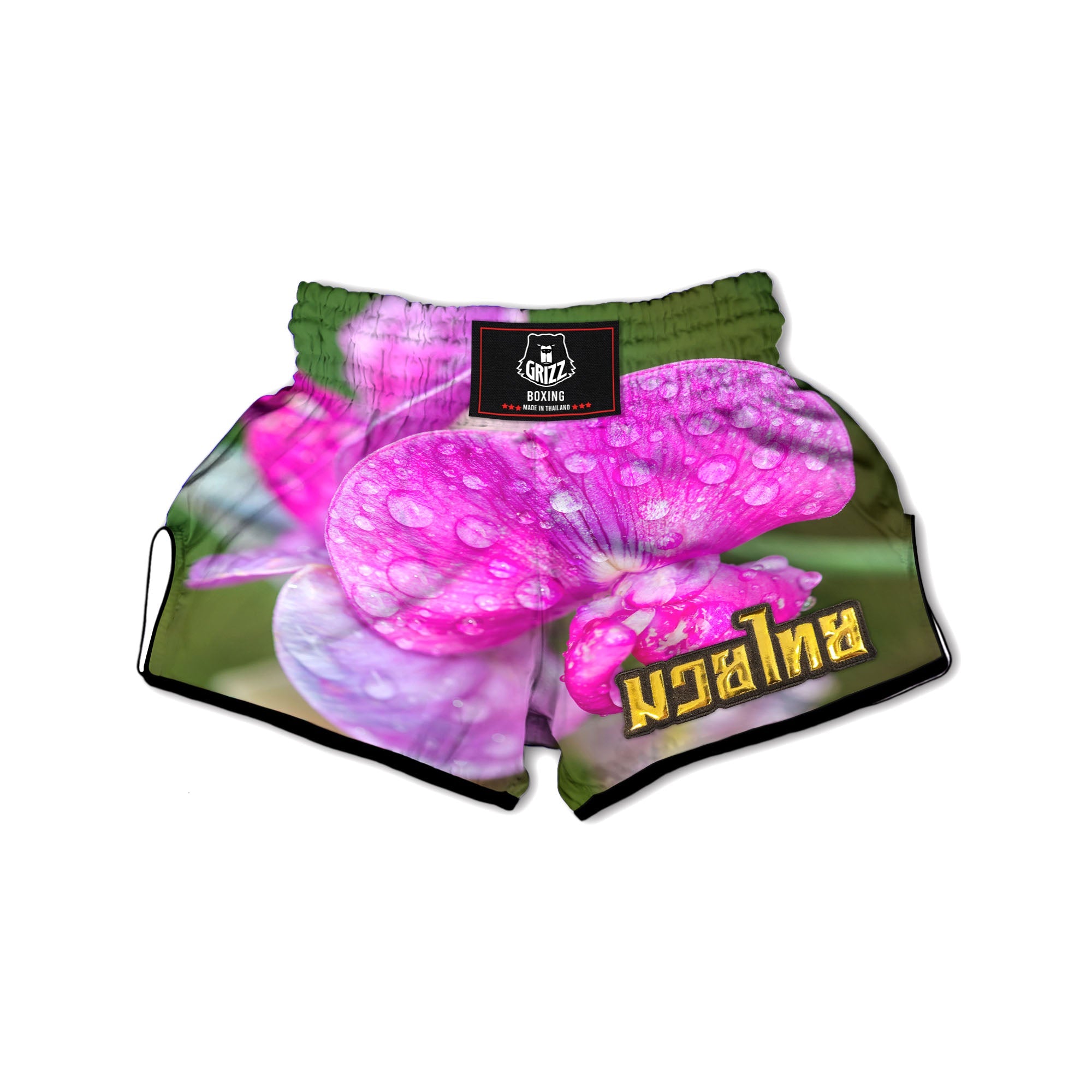 Sweet Pea Purple Print Muay Thai Boxing Shorts-grizzshop