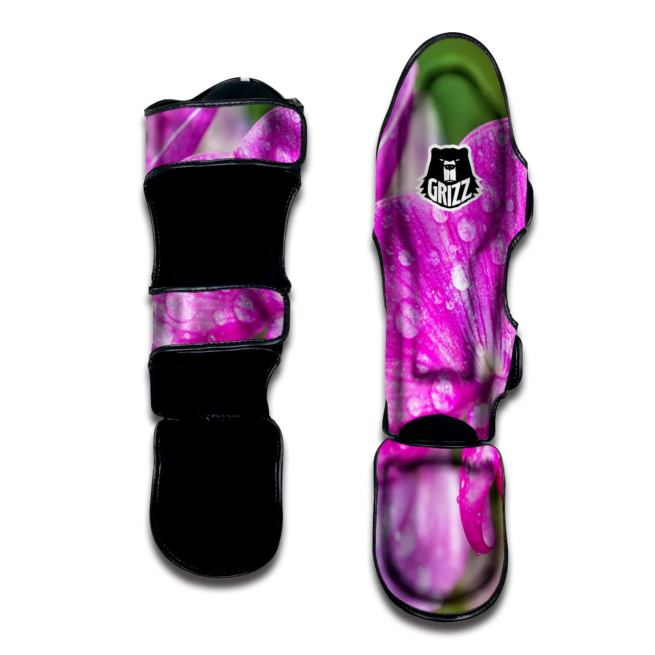 Sweet Pea Purple Print Muay Thai Shin Guards-grizzshop