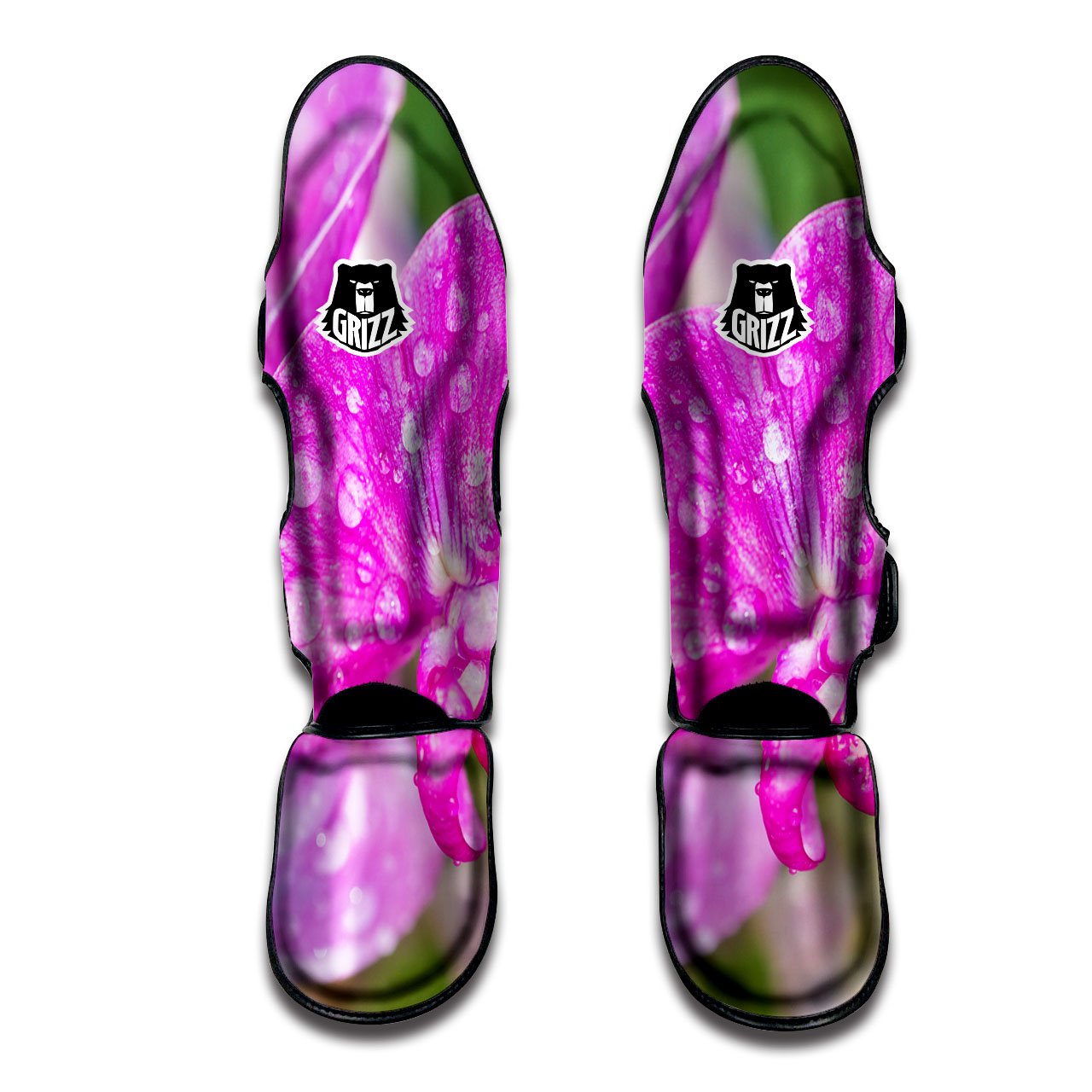 Sweet Pea Purple Print Muay Thai Shin Guards-grizzshop