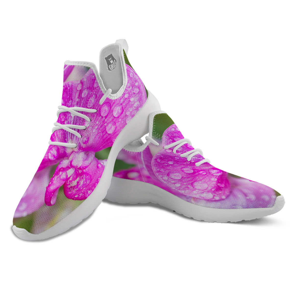 Sweet Pea Purple Print White Athletic Shoes-grizzshop