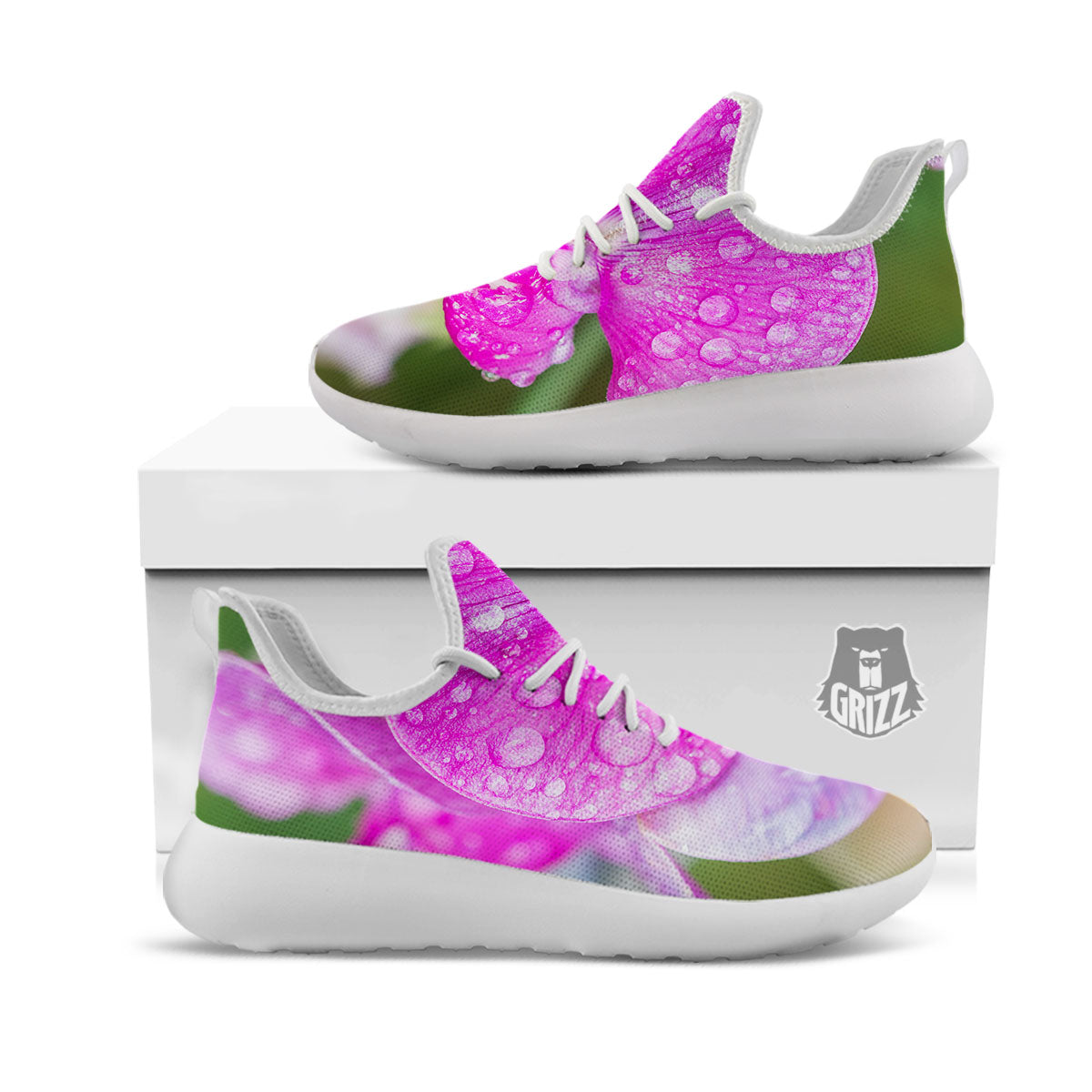 Sweet Pea Purple Print White Athletic Shoes-grizzshop