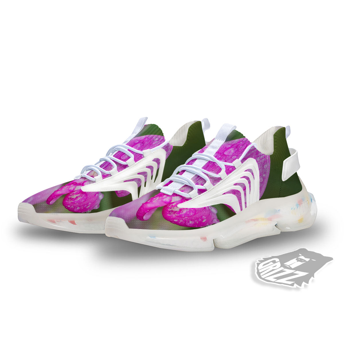 Sweet Pea Purple Print White Gym Shoes-grizzshop