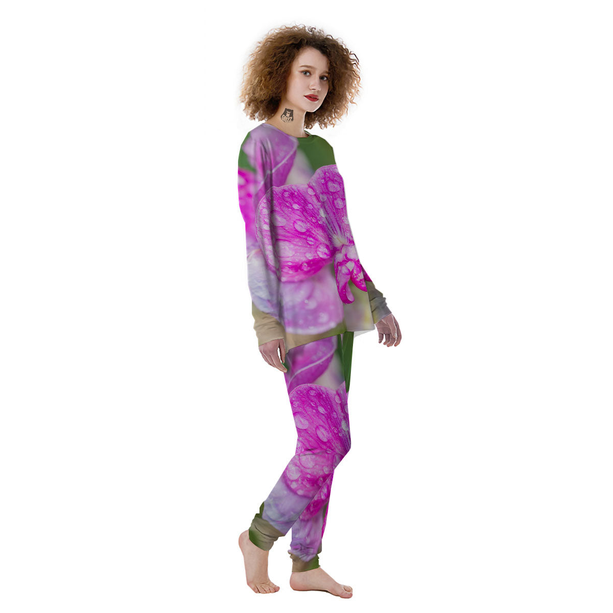 Sweet Pea Purple Print Women's Pajamas-grizzshop
